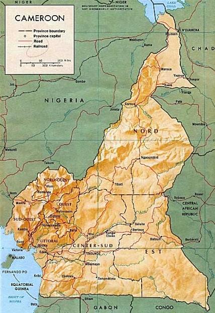 carte physique du cameroun