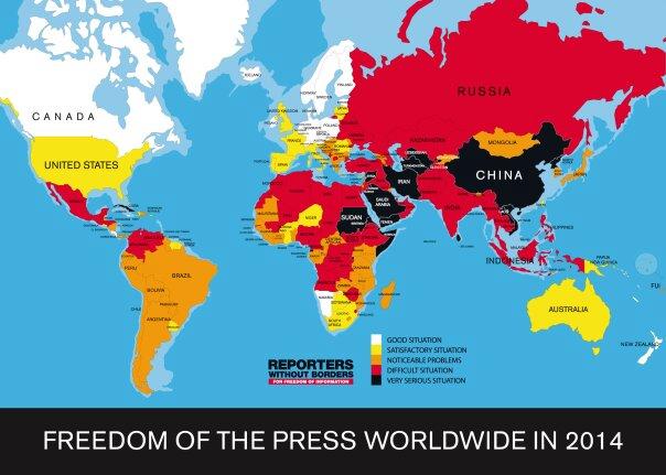 Freedom of the Press worldwide in 2014.