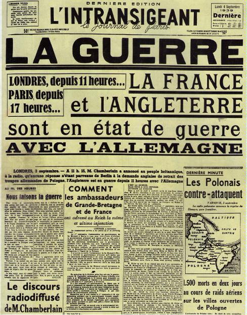 L'Intransigeant Début de la Guerre