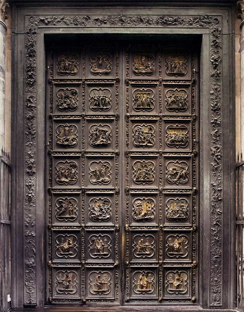 Lorenzo Ghiberti, Porta Nord, 1403-1424. Bronzo parzialmente dorato. Firenze, Battistero di San Giovanni