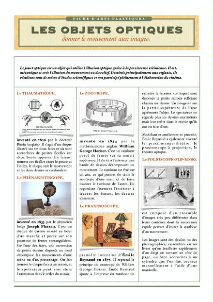 FICHE ARTS PLASTIQUES (2) - les objets optiques