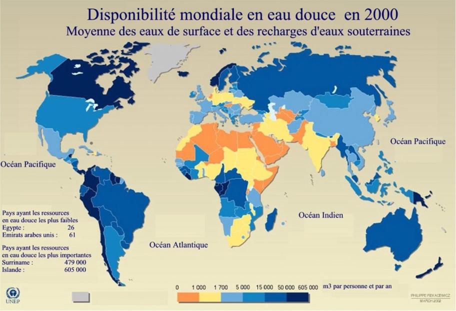 répartition de l'eau dans le monde