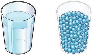Vaso de agua y su cohesión entre moleculas
