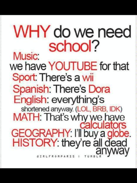 why do we need school?? LOL X