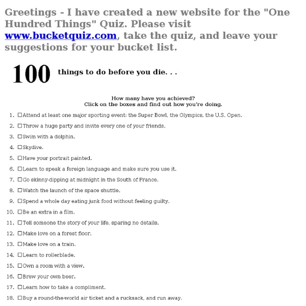 100 Things to do before you die
