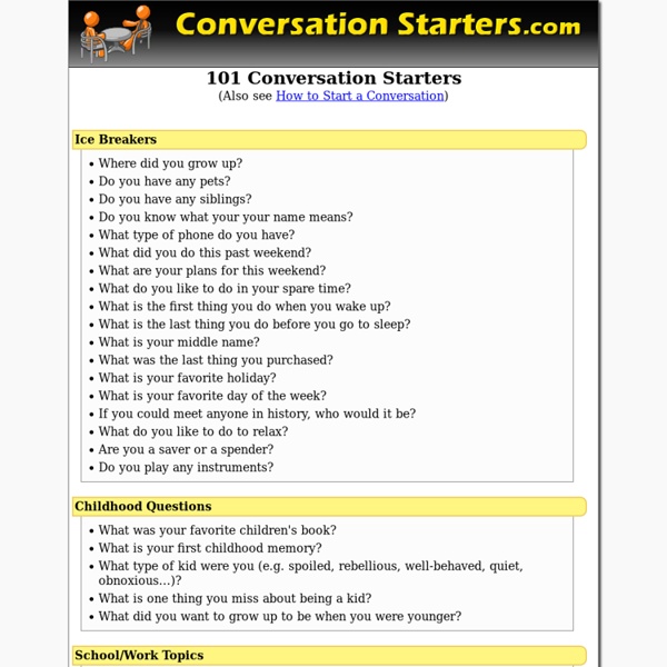 101 Conversation Starters Pearltrees