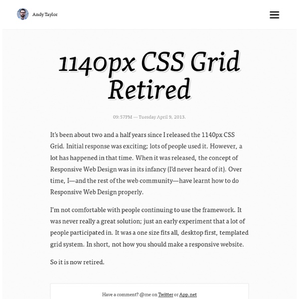 The 1140px CSS Grid System · Fluid down to mobile