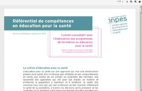 Référentiel de compétences en éducation pour la santé