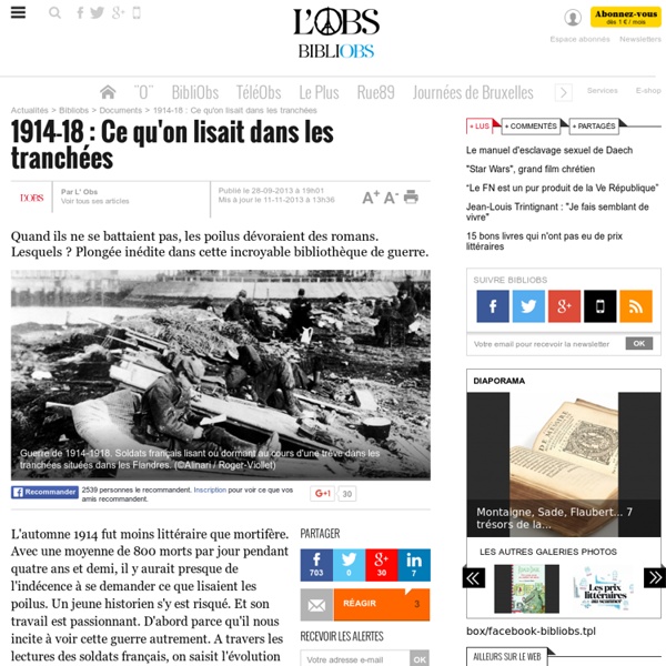 1914-18 : Ce qu'on lisait dans les tranchées