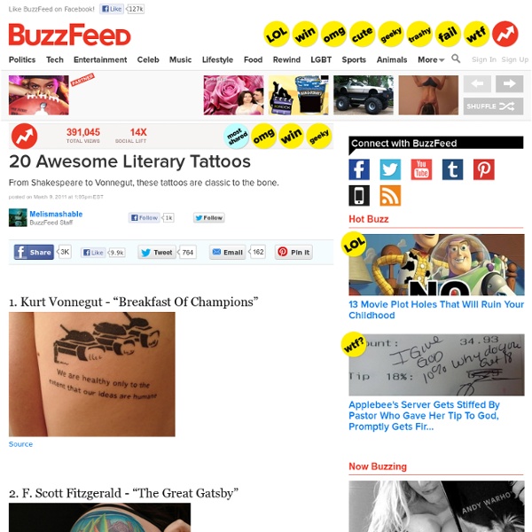 20 Awesome Literary Tattoos: Pics, Videos, Links, News