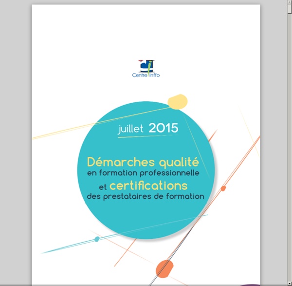 Démarches Qualité & Certification : dossier Centre Inffo 2015