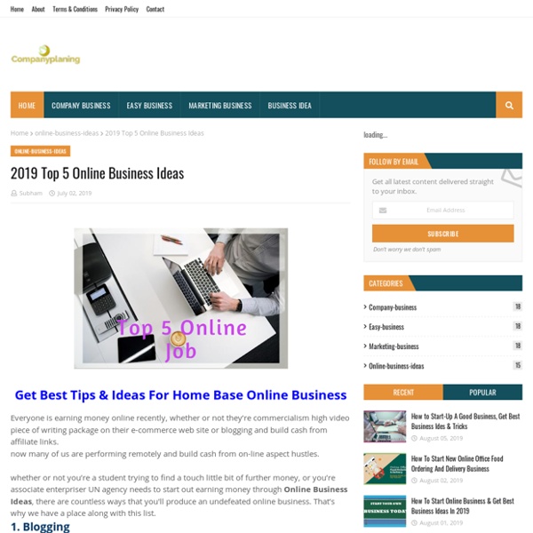 2019 Top 5 Online Business Ideas