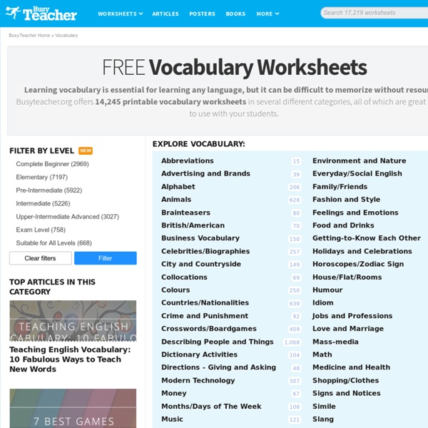 10,846 FREE Vocabulary Worksheets