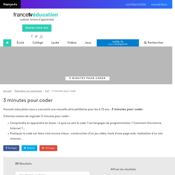 3 minutes pour coder - Francetv Éducation