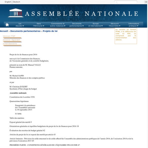 N° 3096 - Projet de loi de finances pour 2016