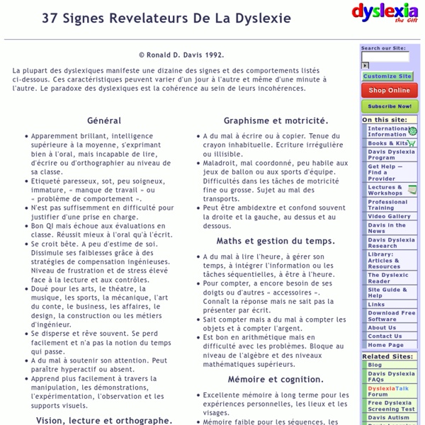 37 Signes Revelateurs De La Dyslexie