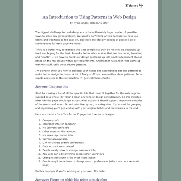 An Introduction to Using Patterns in Web Design