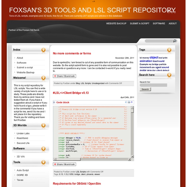 S 3D Tools and LSL Script Repository