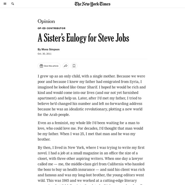 A Sister’s Eulogy for Steve Jobs