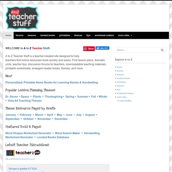 A to Z Teacher Stuff For Teachers FREE online lesson plans, lesson plan