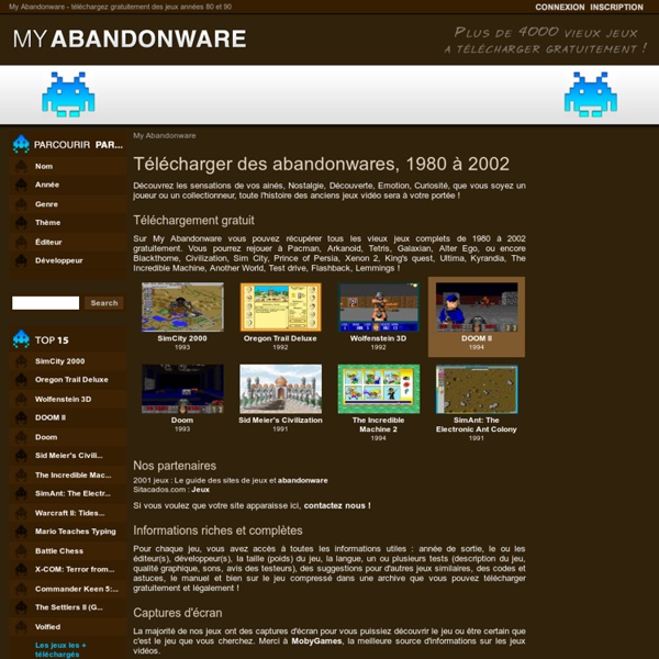 My Abandonware - téléchargez gratuitement des jeux années 80 et 90