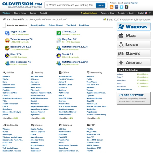 Old versions of Windows, Mac and Linux Software, Apps & Abandonware Games - Download at OldVersion.com
