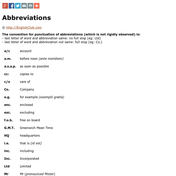 Common Abbreviations