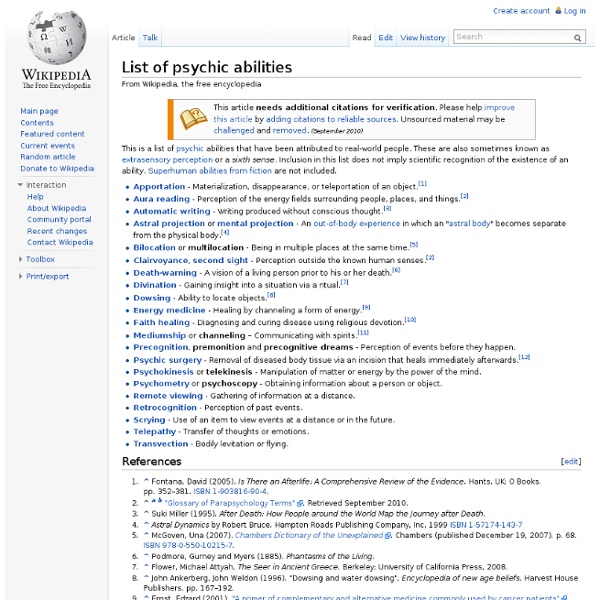List of abilities attributed to psychics