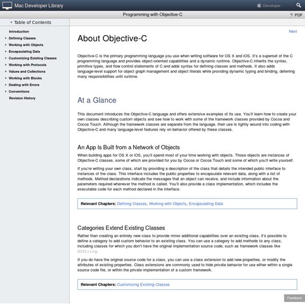 Programming with Objective-C: About Objective-C