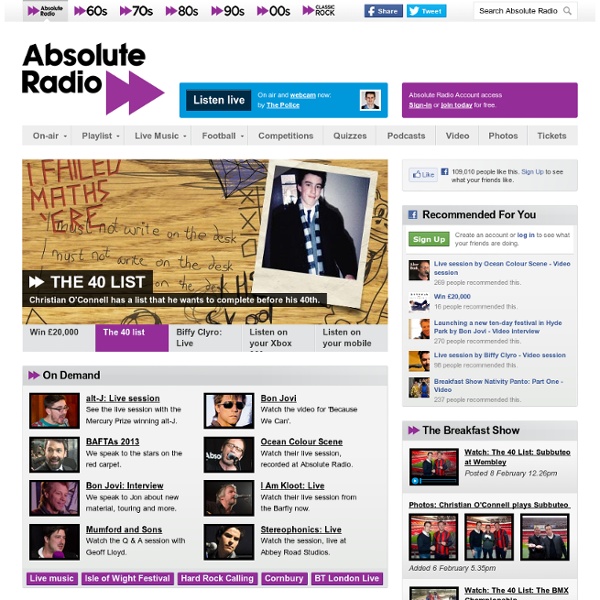Absolute Radio - Internet Radio, Music Videos, Concert Tickets & Competitions