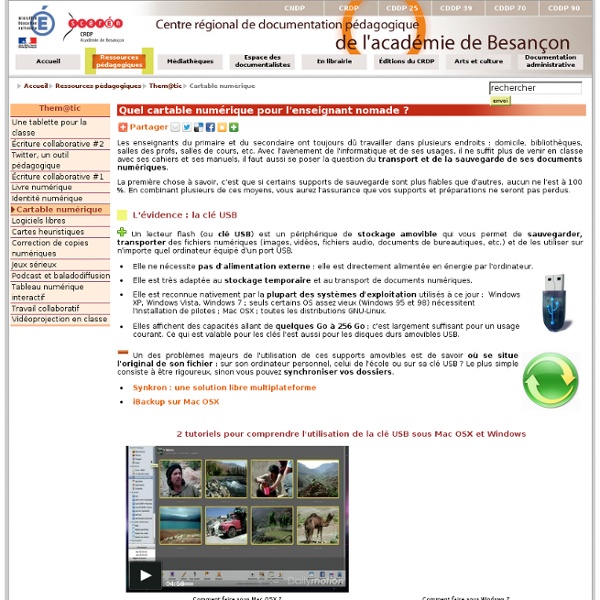 CRDP de l'académie de Besançon : Cartable numérique