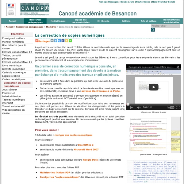 Canopé académie de Besançon : Correction de copies numériques
