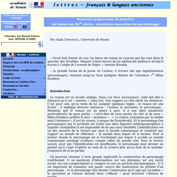 Le personnage de roman du 17eme siecle a nos jours dissertation 04 picture