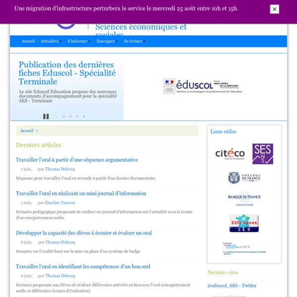 Travailler l'oral : Région académique Normandie Sciences économiques et sociales