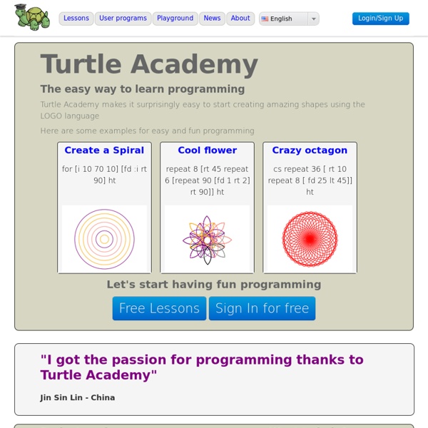 Turtle Academy - learn logo programming in your browser free programming materials for kids