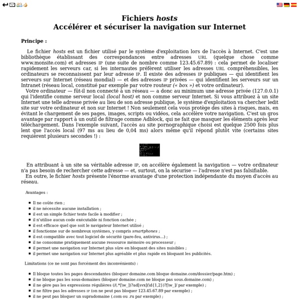 Fichier hosts - Accélérer et sécuriser sa navigation sur Internet