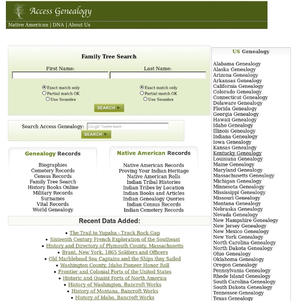 Access Genealogy: A Free Genealogy Resource