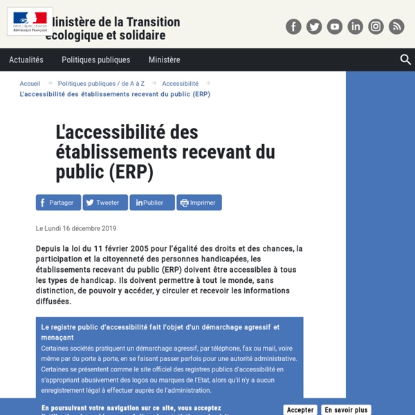 L'accessibilité des établissements recevant du public (ERP) - Ministère de la transition écologique et solidaire