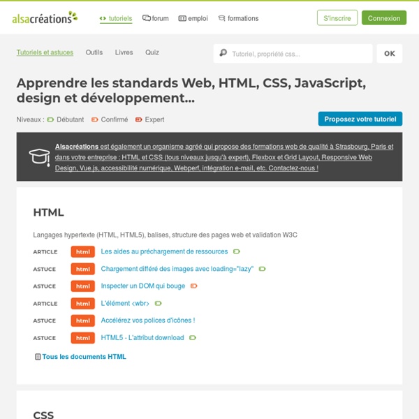 Tutoriels HTML5, CSS3, Accessibilité, JavaScript, AJAX, jQuery