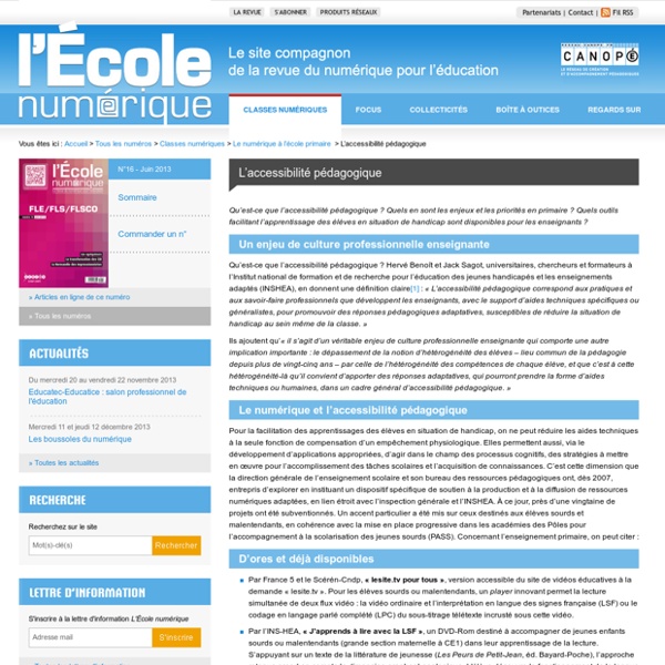 L'École numérique- L’accessibilité pédagogique