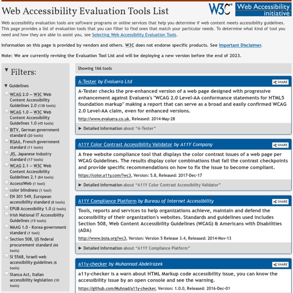 Web Accessibility Evaluation Tools List