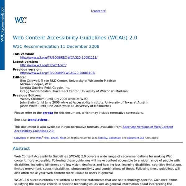 Web Content Accessibility Guidelines (WCAG) 2.0