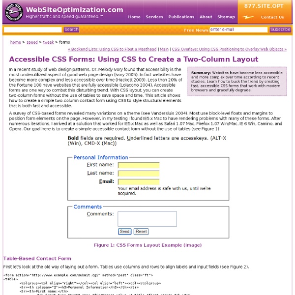 Accessible CSS Forms: Using CSS to Create a Two-Column Layout - replace tables with css layout form tutorial
