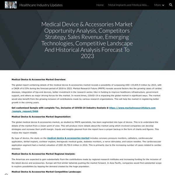 Healthcare Industry Updates - Medical Device & Accessories Market Opportunity Analysis