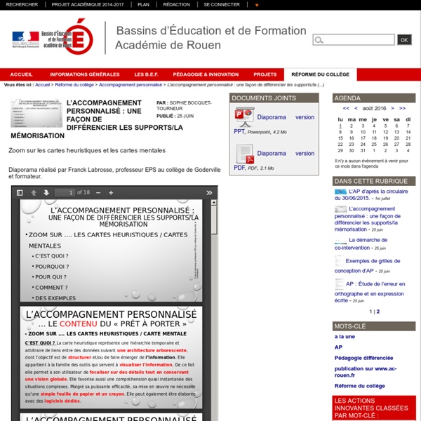 Bassins d'Éducation et de Formation Académie de Rouen - L'accompagnement personnalisé : une façon de différencier les supports/la mémorisation