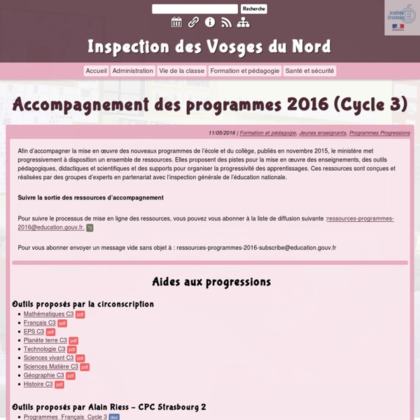 Accompagnement des programmes 2016 (Cycle 3)