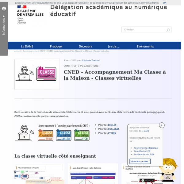 CNED - Accompagnement Ma Classe à la Maison - Classes virtuelles