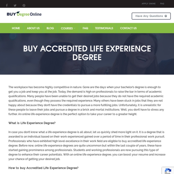 Get Online Life Experience Degree