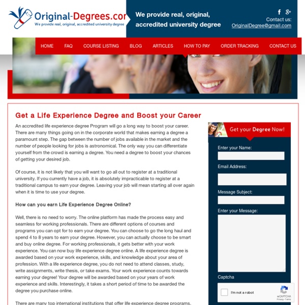 Life Experience Degree Programs - Original-degrees.com