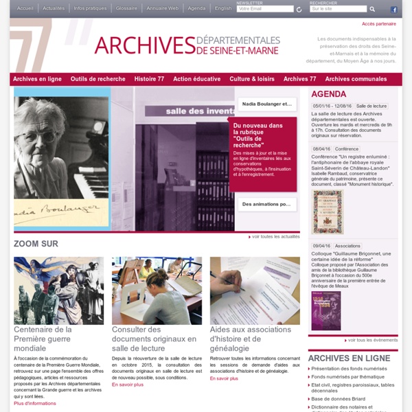 Accueil - Site des Archives départementales de Seine-et-Marne